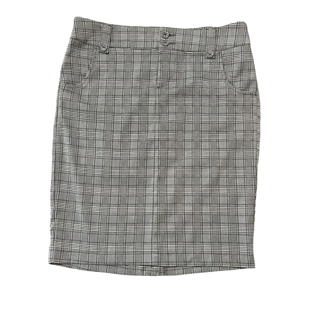 One5One Pencil Skirt Large Brown Plaid Academia Fall Classic Workwear Layering